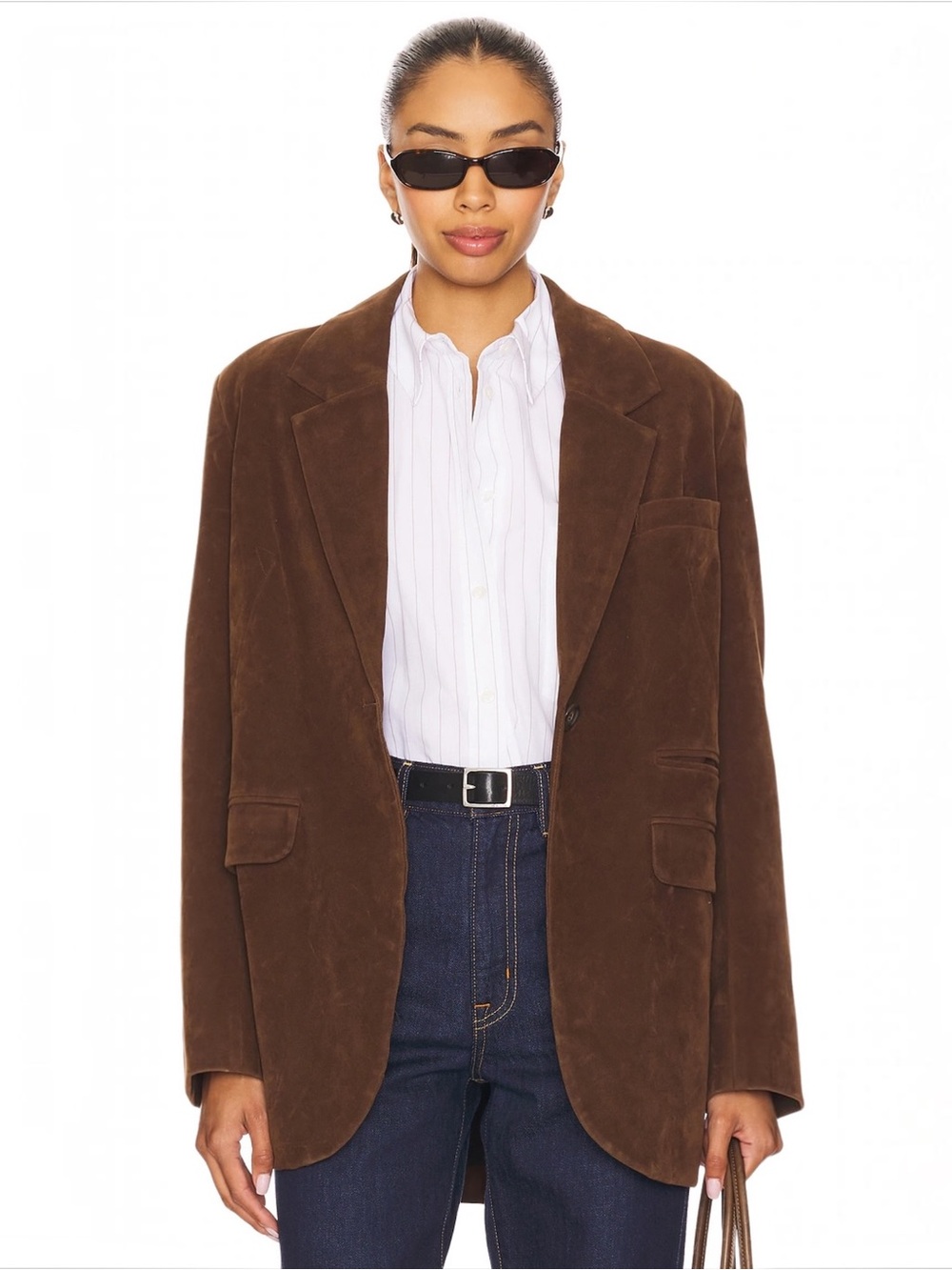 Free People We The Free Faux Leather Blazer in Brown Size Medium